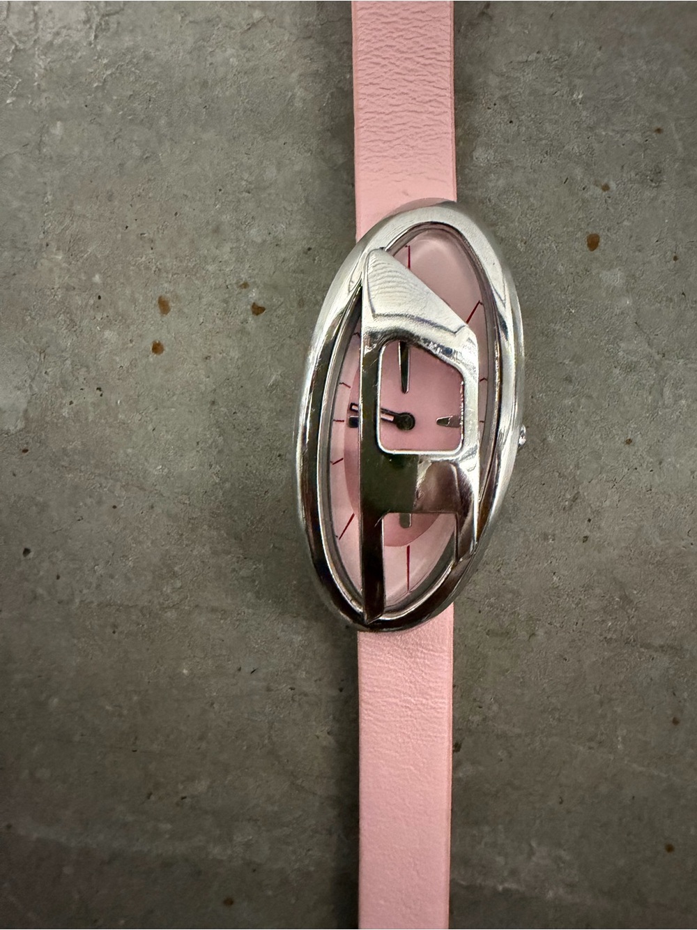 Champion Pink Oval Buckle Leather Belt Watch Hybrid